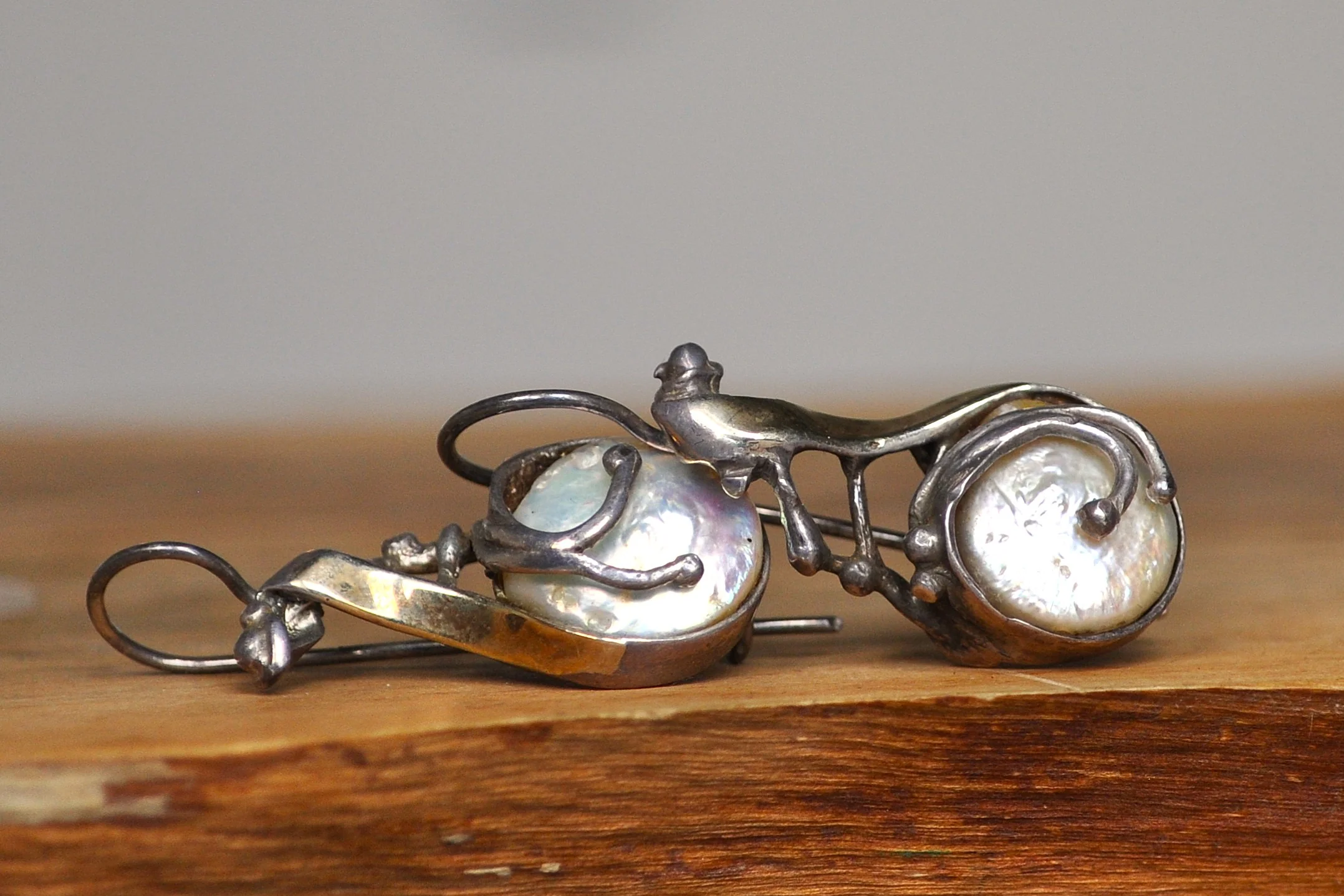 Unique 14K Accent Sterling Silver Moonstone Teardrop Earrings - Stamped 14K & 925 - Pin Earrings - Uniquely Soldered - Image 8