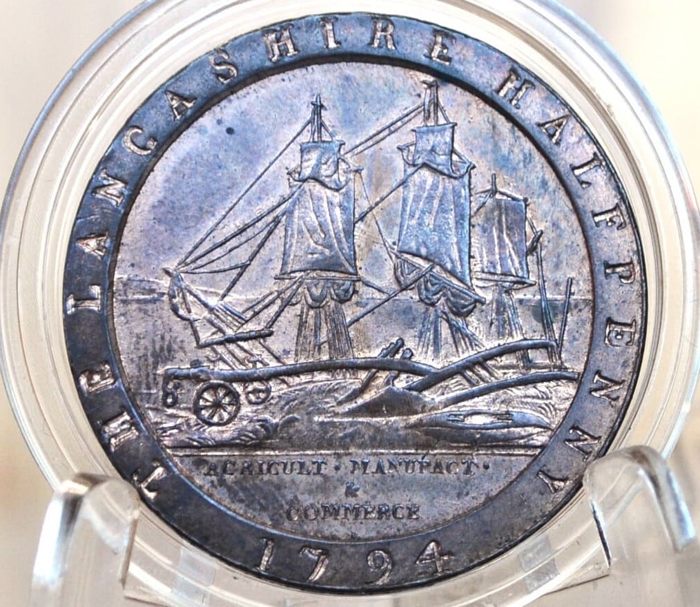 1794 Lancaster Halfpenny Token - Uncirculated, Incredible Specimen - Daniel Eccleston The Lancashire Half Penny Condor Token 1794 - Image 2