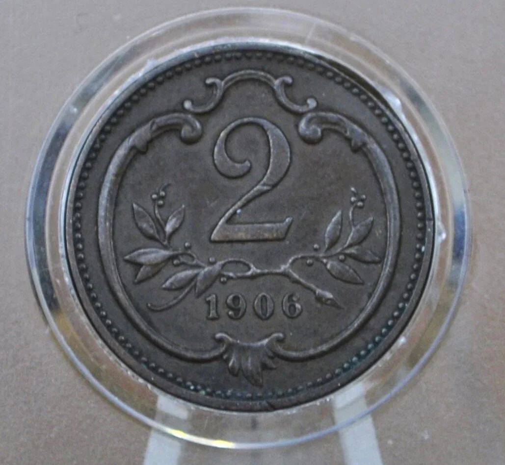 1800s - 1900s 1 and 2 Heller Austrian Coins - XF (Extremely Fine) Details / Conditions - Austria Franz Joseph I 1908 Two Heller - Image 6