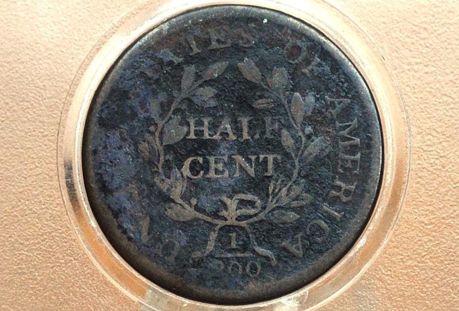 1804 Half Cent Plain 4 No Stems - VG+ Details - 1804 Draped Bust Half Cent 1804 Half Cent Stemless Regular 4 -Early American Coin - Image 2