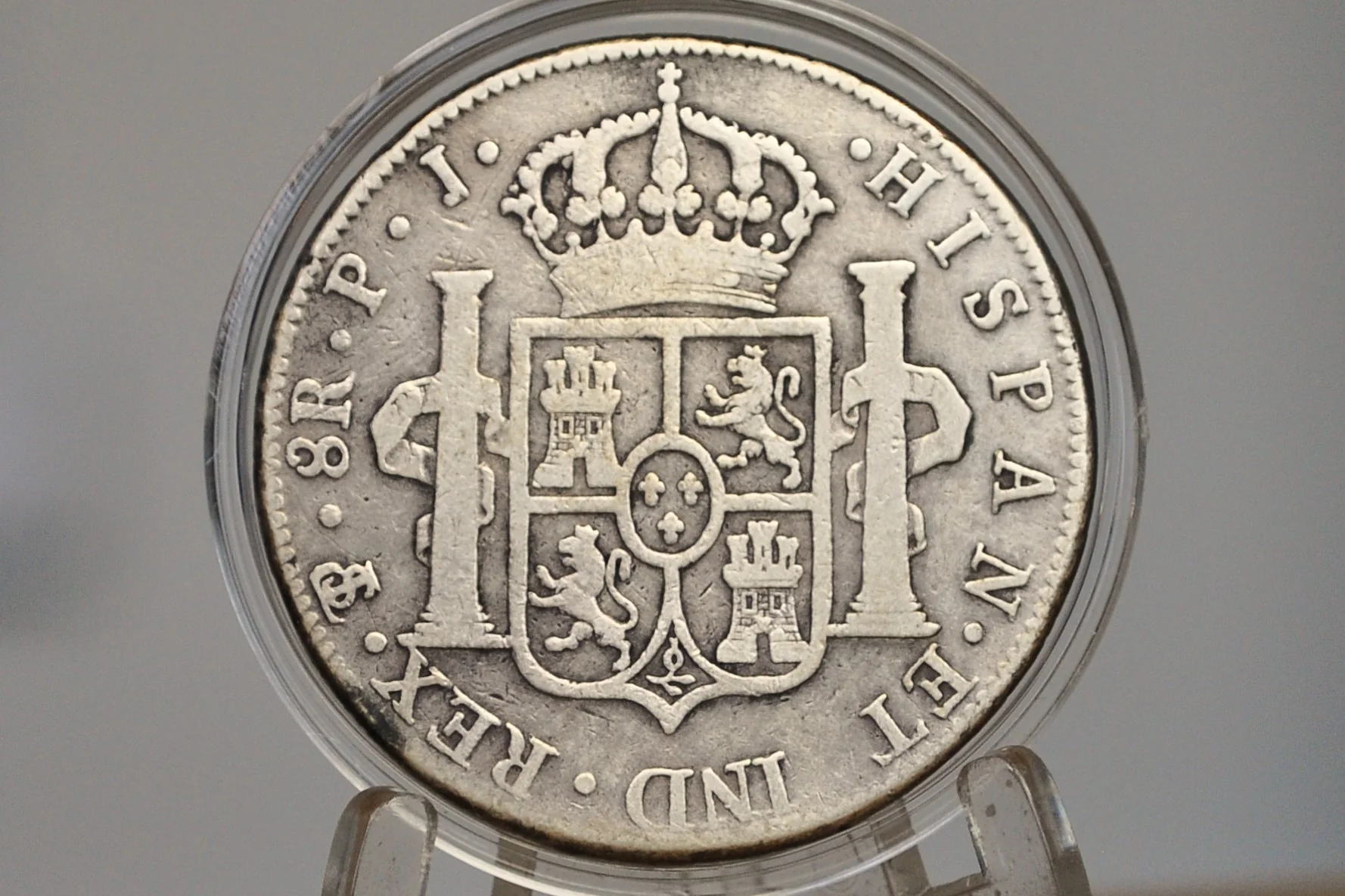 1804 Spanish 8 Reales, Bolivia PTS PJ - Chopmarked, VF Details  - Chopmarked 8 Reale - Spanish Silver Colonial Era Coin 1804 Eight Reales Bolivia - Image 2
