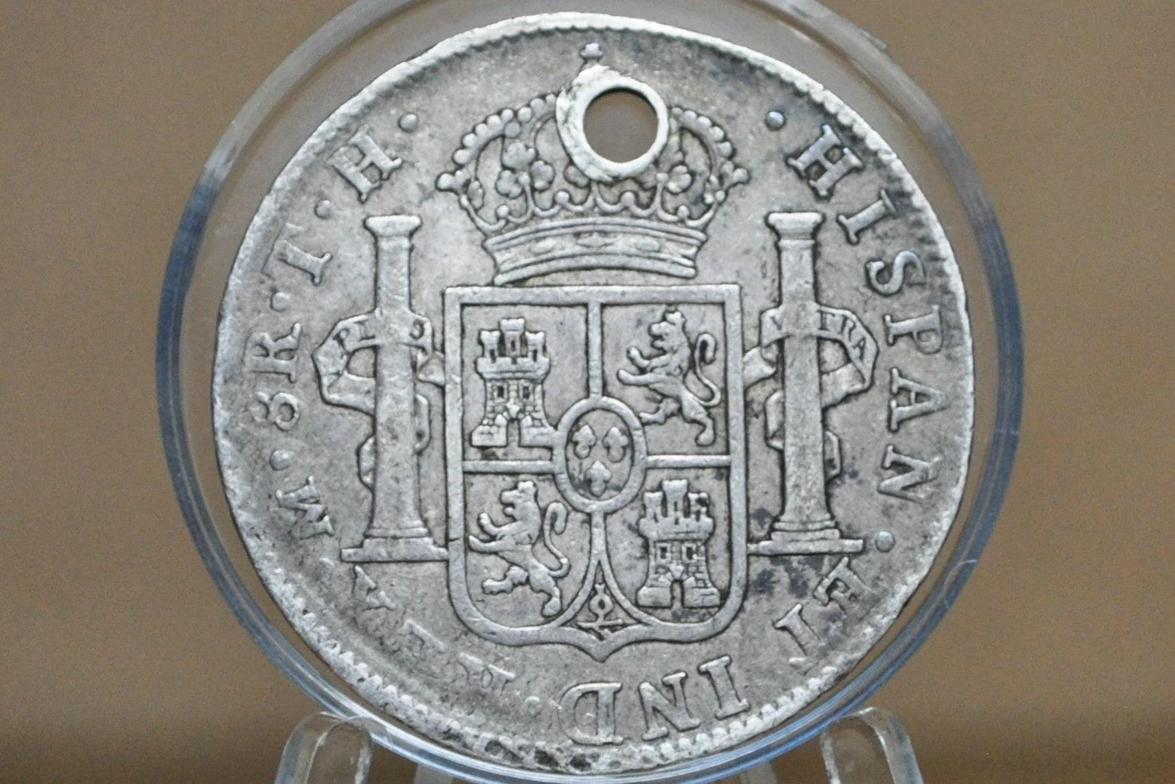 1806 Spanish 8 Reales - XF, Holed - Spanish Silver Colonial Era Coin - 1806 FM - Carolus IIII - 1806 Eight Reales Mexico Silver - Image 2