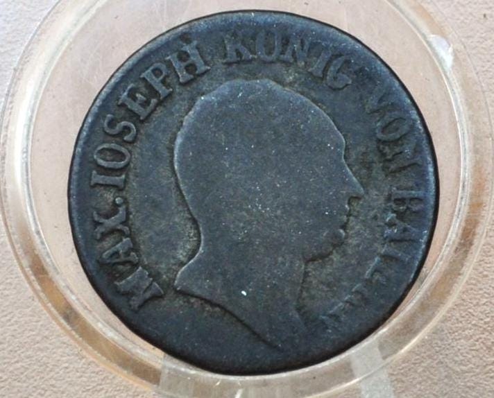 1808 German Bavaria Silver 6 Kreuzer - Great Condition - German 6 Kreuzer 1808 Silver - Old German Coin, Scarce Coin, Bavaria 6 Kreuzer 1808 - Image 2