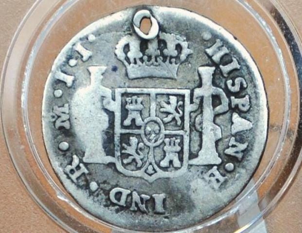 1813 Spanish 1/2 Real - Great Detail, Scarce Type - Spanish Silver Colonial Era Coin - Ferdinand VII - 1813 One Half Real Silver - Image 2