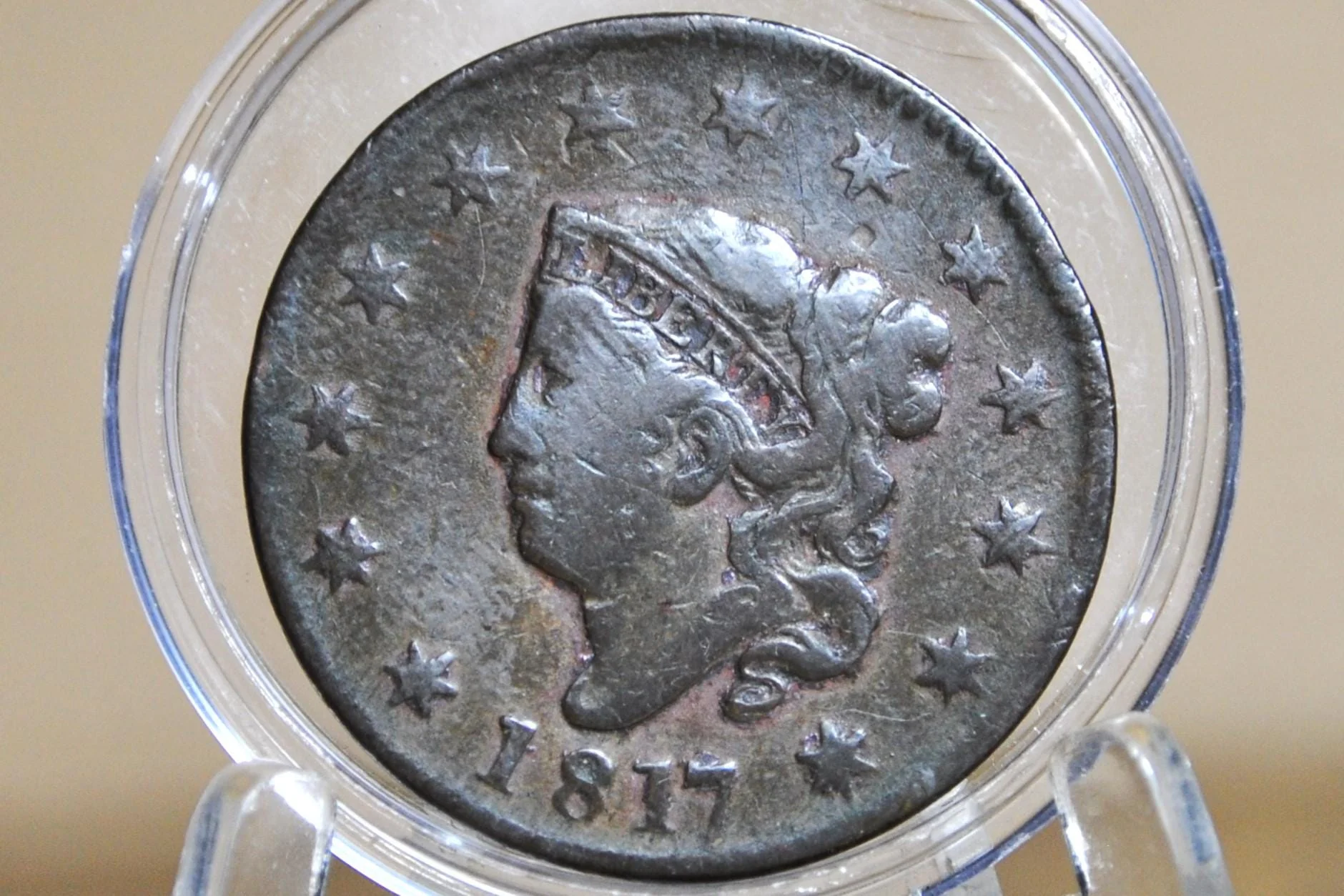 1817 Large Cent 13 Stars - Good, Damaged - US Large Cent - 1817 Coronet Liberty Head Large Cent - Thirteen Stars - 1817 Matron Cent - Image 3