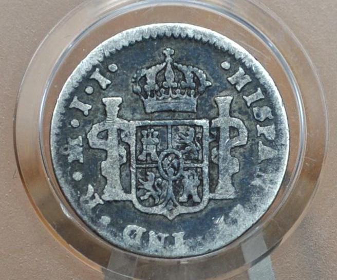 1817 Spanish 1/2 Real - Great Detail - Spanish Silver Colonial Era Coin - Ferdinand VII - 1817 One Half Real Silver Mexico - Image 2