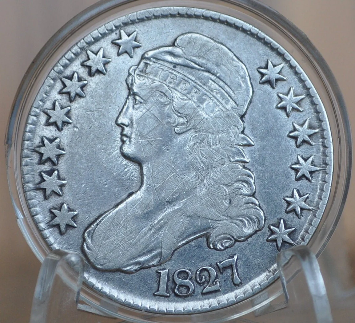1827 Capped Bust Half Dollar - VF (Very Fine); Lower Price Because of Scratches & Cleaning - 1827 Half Dollar US Half Dollar 1827 - Image 3