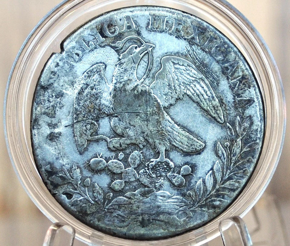 1833 Silver 8 Reales Mexico Zs-OM - Great Detail, Dirty - Mexican Eight Reales Silver Mexican Coin, Pieces of Eight - 1833 ZsMo Eight Reales - Image 2