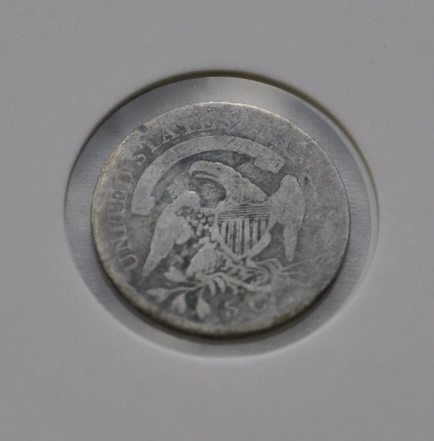 1835 Capped Bust Half Dime - G (Good) - Silver - Uncleaned - Good Detail - 1835 Bust Dime - Early American Coin - Uncleaned - Image 9