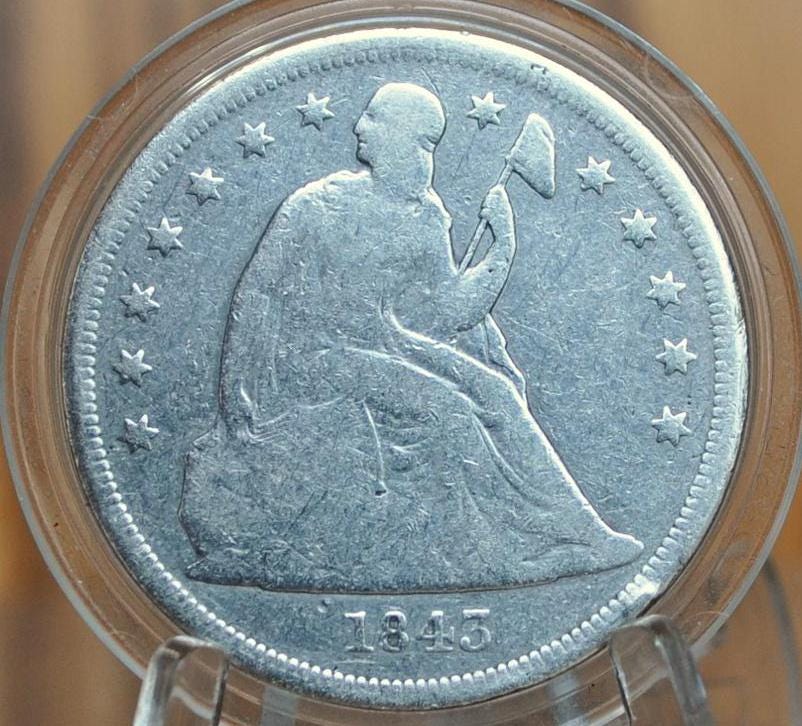 1843 Seated Liberty Dollar - VG, Nice Coin - 1843 Liberty Seated Silver Dollar - Authentic - Scarce Coin Type, Rare, 1843 Dollar 1843 - Image 3