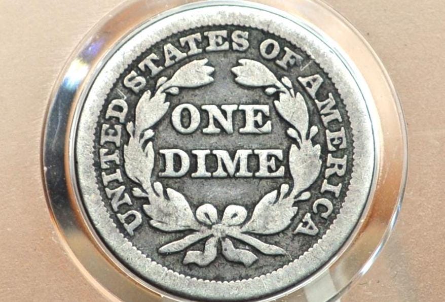 1850 Seated Liberty Dime - (VG) Very Good - 1850 Silver Dime / 1850 Liberty Seated Dime 1850 - Image 2