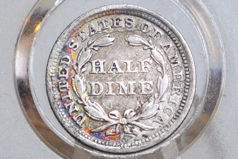 1853 Half Dime - AU , Beautiful Coin - 1853 Seated Liberty Half Dime - Early American Coin - 1853 Silver Half Dime Liberty Seated - Image 2