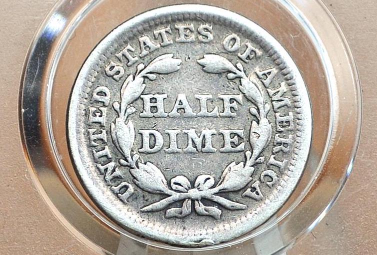 1853 Half Dime - VG - 1853 Seated Liberty Half Dime - Early American Coin - 1853 Silver Half Dime Liberty Seated - Image 3