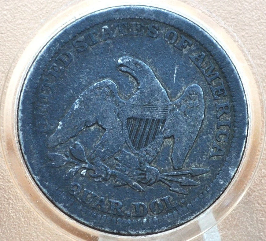 1854 Seated Liberty Quarter, Fine, 1854 Silver Quarter 1854 Liberty Seated Quarter; Historic Coin Type, Great Collection Addition - Image 2