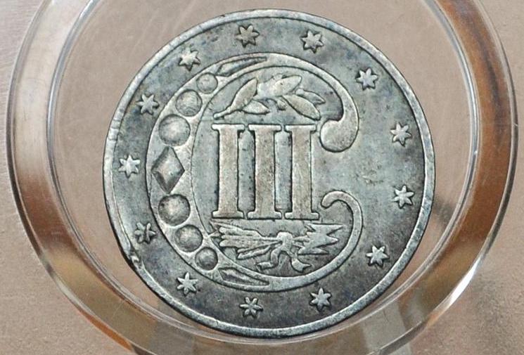 1854 Three Cent Silver US Coin, Rarer Date - XF45 - 1854 3 Cent Trimes Silver 3 Cent Pieces - Great Collection Coin - Image 2