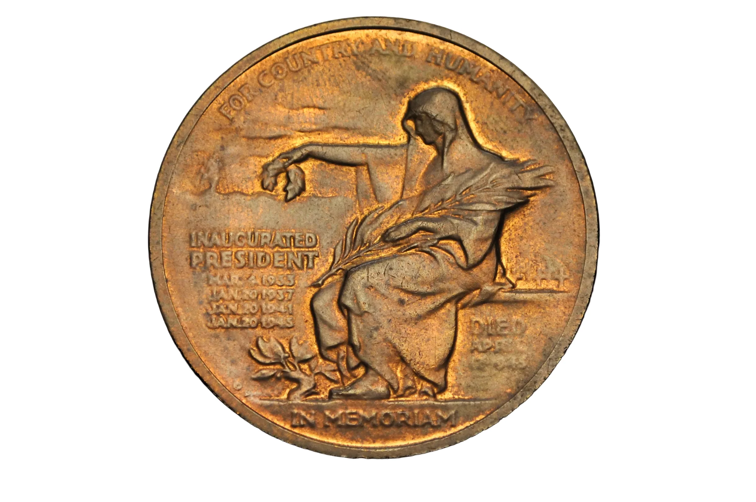 Franklin D. Roosevelt U.S. Mint Presidential Bronze Medal - Vintage FDR Commemorative Bronze Medal by J.R.Sinnock - Image 2