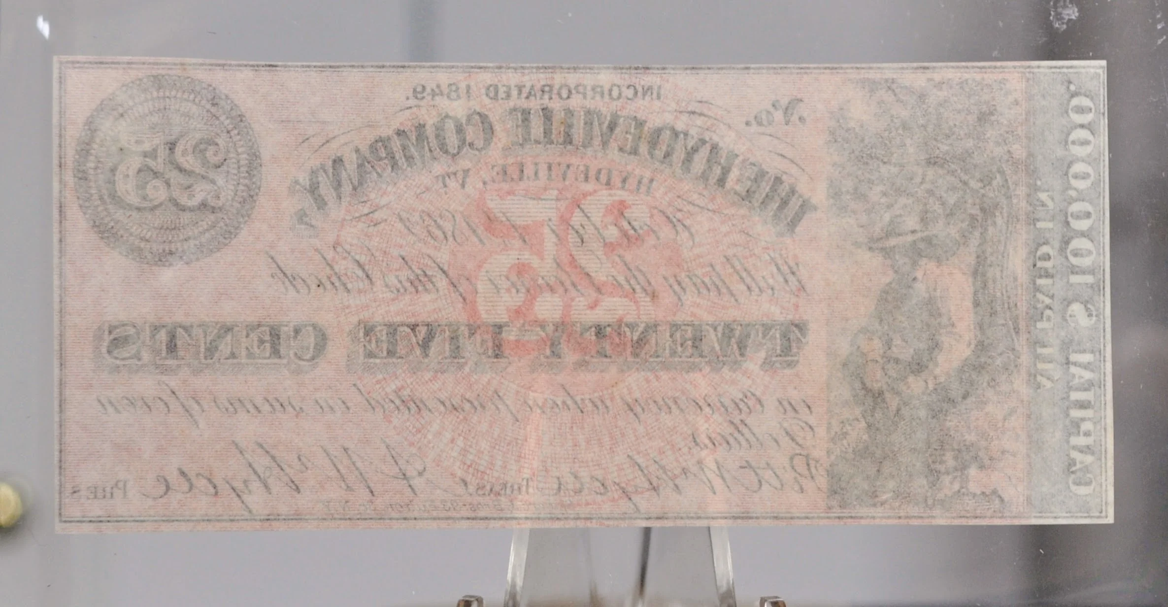 1862 Hydeville Company 25 Cents Merchant Scrip Note - Hydeville Vermont Obsolete - 1862 Vermont Company Twenty-Five Cent Obsolete Note - Image 2