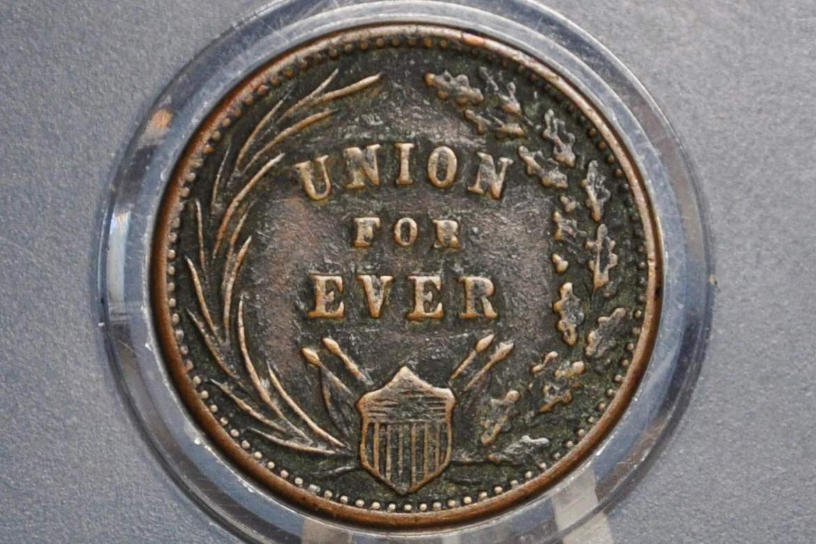 1863 Civil War Token - First in War First in Peace - Awesome CWT - Patriotic Civil War Tokens, United States Copper - Image 2