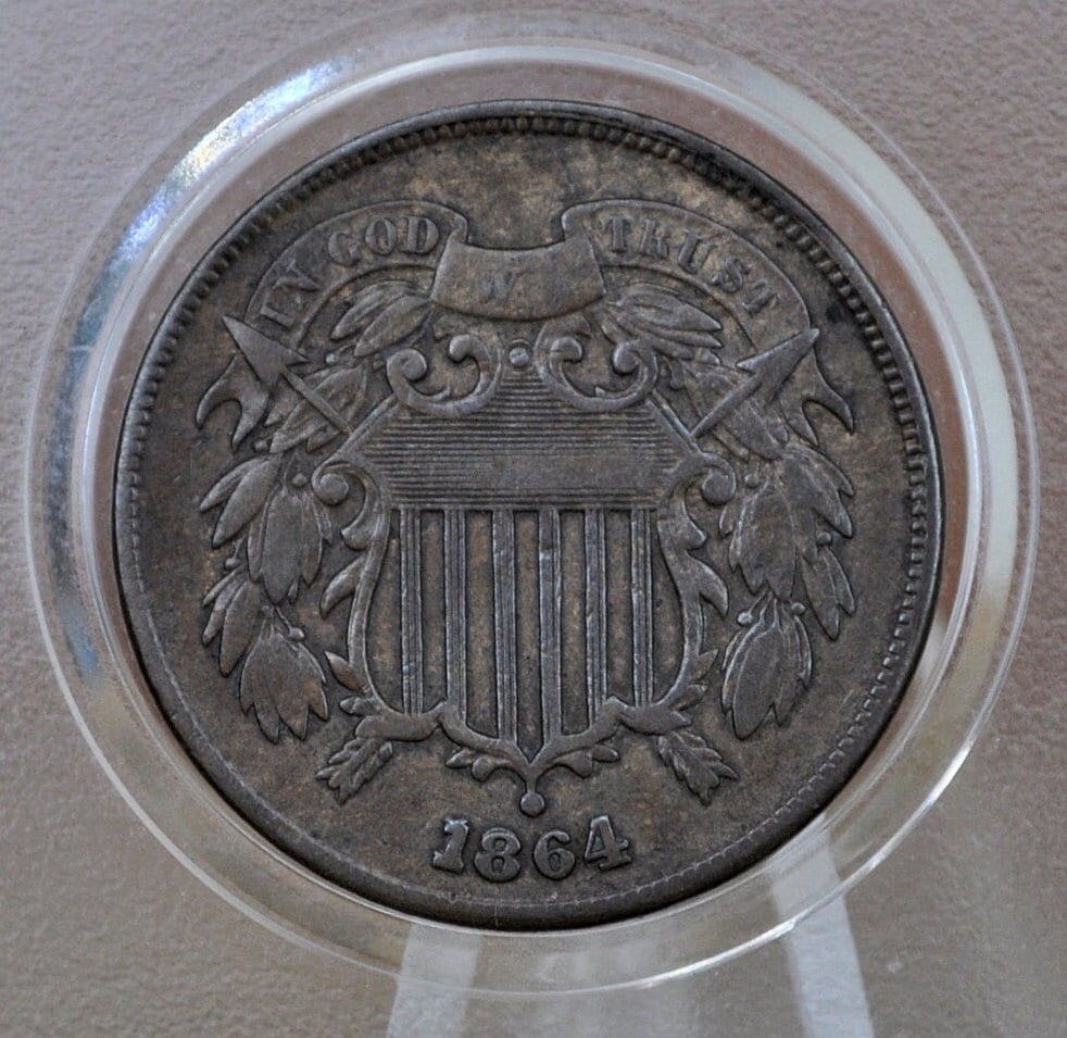 1864 Two Cent Us Coin - Choose by Grade / Condition - Civil War Era Coin - 1864 Us 2 Cent Coin 1864 Large Motto, United States 2 Cent Coin - Image 7