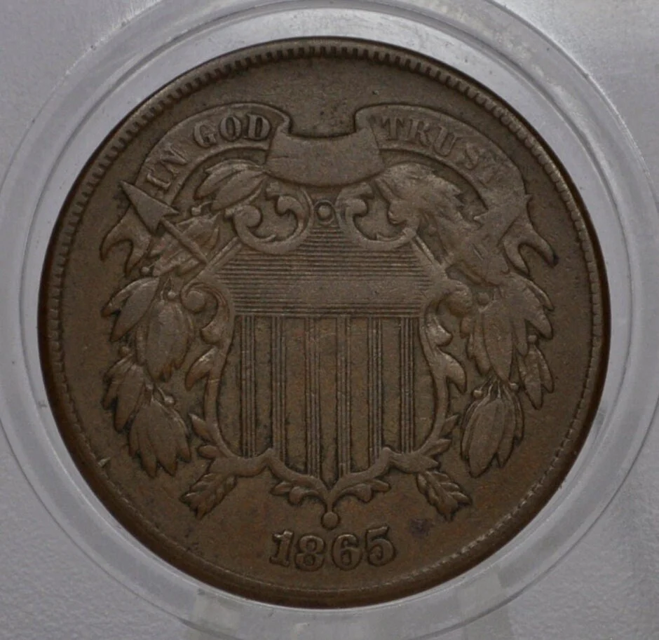 1865 Two Cent US Coin - G-XF (Good to Extremely Fine) Choose by Grade - Civil War Era - 2 Cent Piece 1865 Two Cent Coins - Image 8