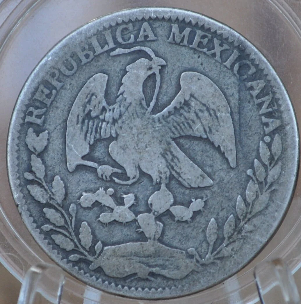 1867 Silver 4 Reales Mexico - Weak Date but Readable - Mexican Four Reales 1867 Silver Libertad Mexico First Republic - Image 4