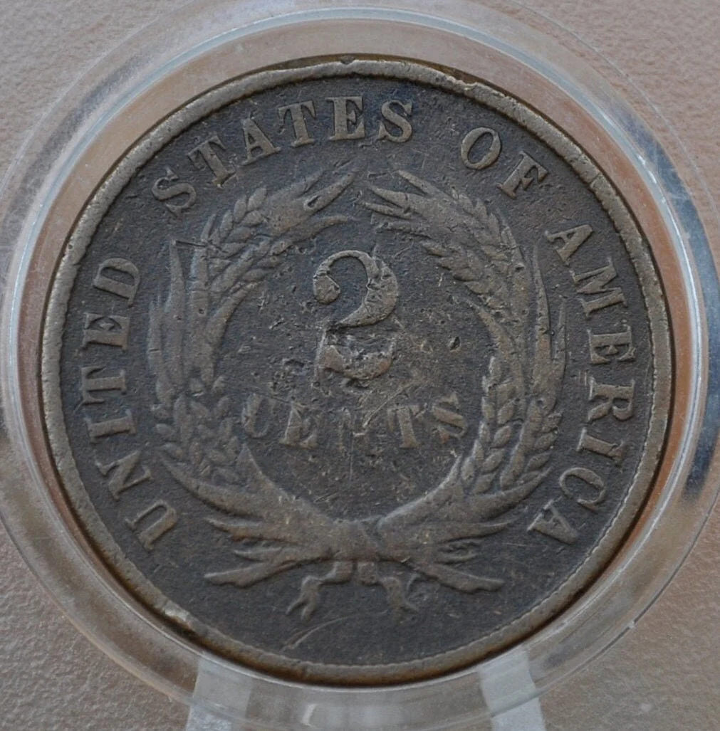 1870 Two Cent Us Coin - Choose by Grade / Condition - Civil War Era - 1870 2 Cent Piece 1870 Us Two Cent Coin - Image 6