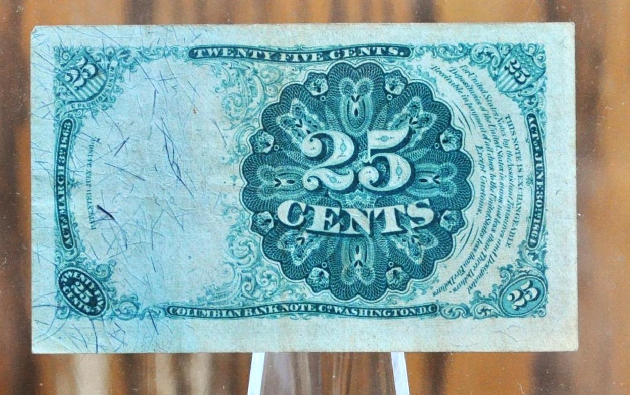 1874 5th Issue 25 Cent Fractional Note - Choice of Grade/Condition - Long Key - Fifth Issue Twenty-Five Cent Fractional Currency - Fr#1308 - Image 2