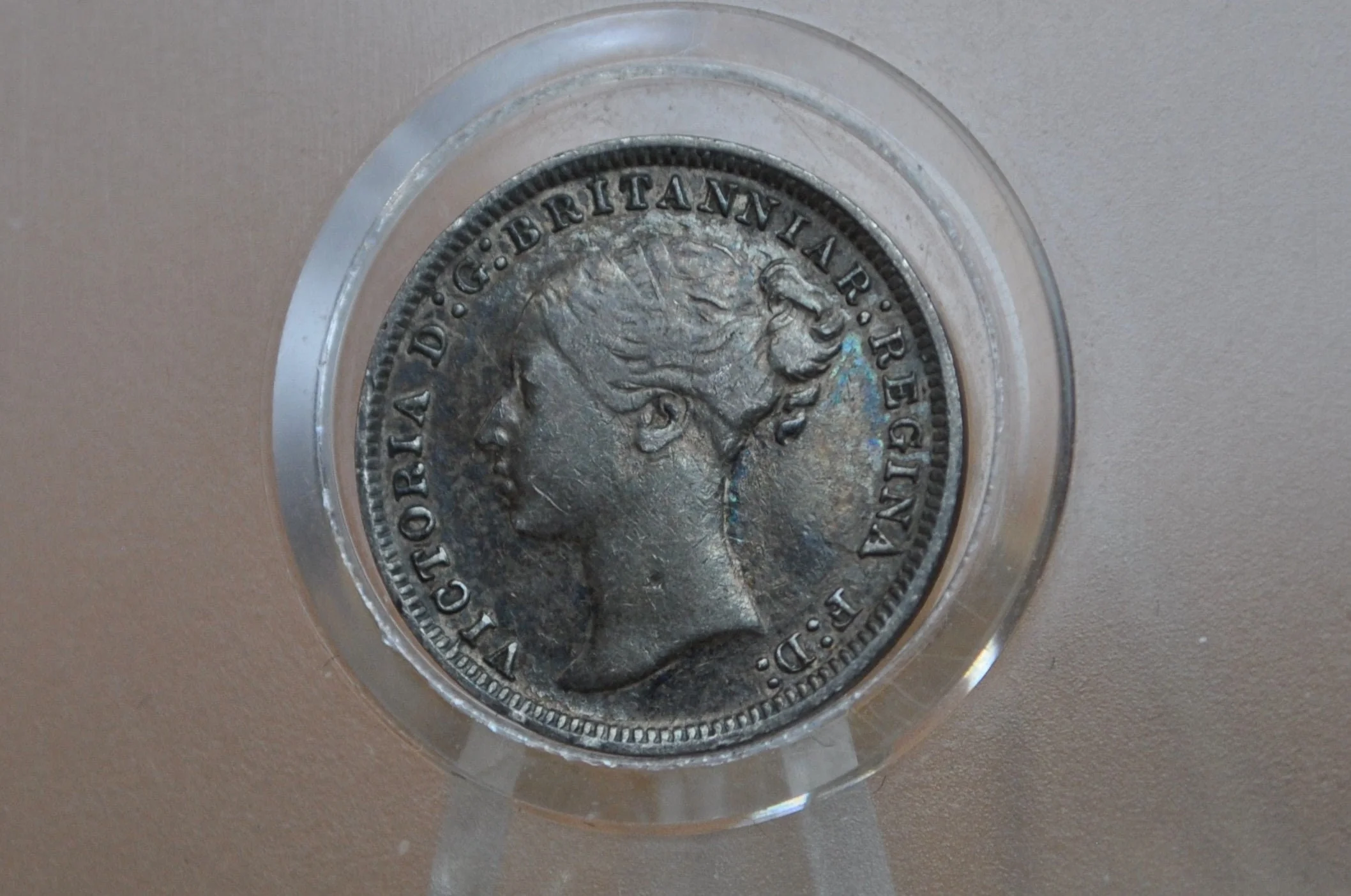 1874 Threepence Great Britain 3 Pence Silver - Prooflike - UK 3 Pence Silver 1874 - Queen Victoria / Victorian Era, Very Low Mintage - Image 4