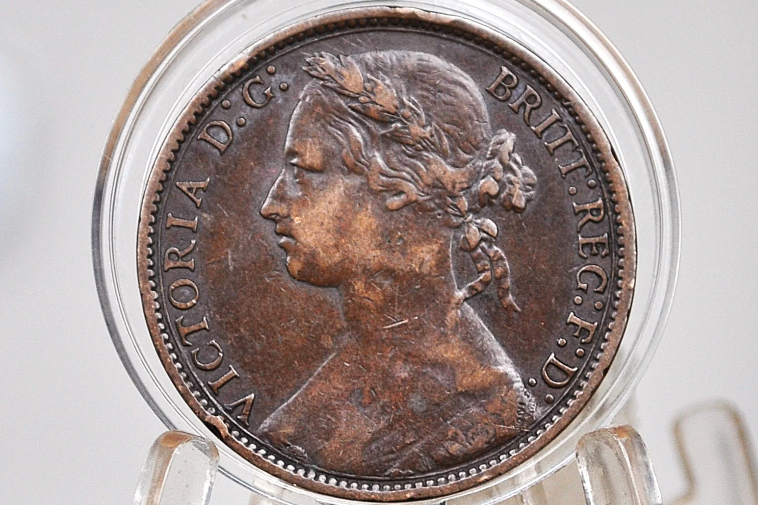 1875 Great Britain One Penny - XF (Extremely Fine) - UK Penny 1875 Queen Victoria Penny - Bronze - Image 2