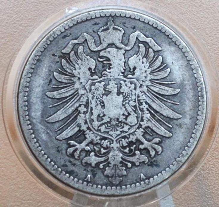 1876 German 1 Mark, A Mint Mark - VF/XF, Great Details - German Empire Silver One Mark 1876, Berlin Mint Silver Mark 1876, Great Coin - Image 2