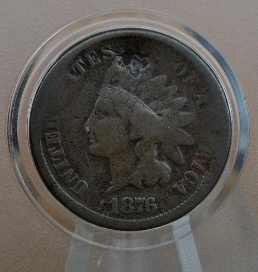 1876 Indian Head Penny - G-VG (Good to Very Good) Grade; Choose by Grade - Indian Head Cent 1876 - Good Date, Harder to Find - Image 10