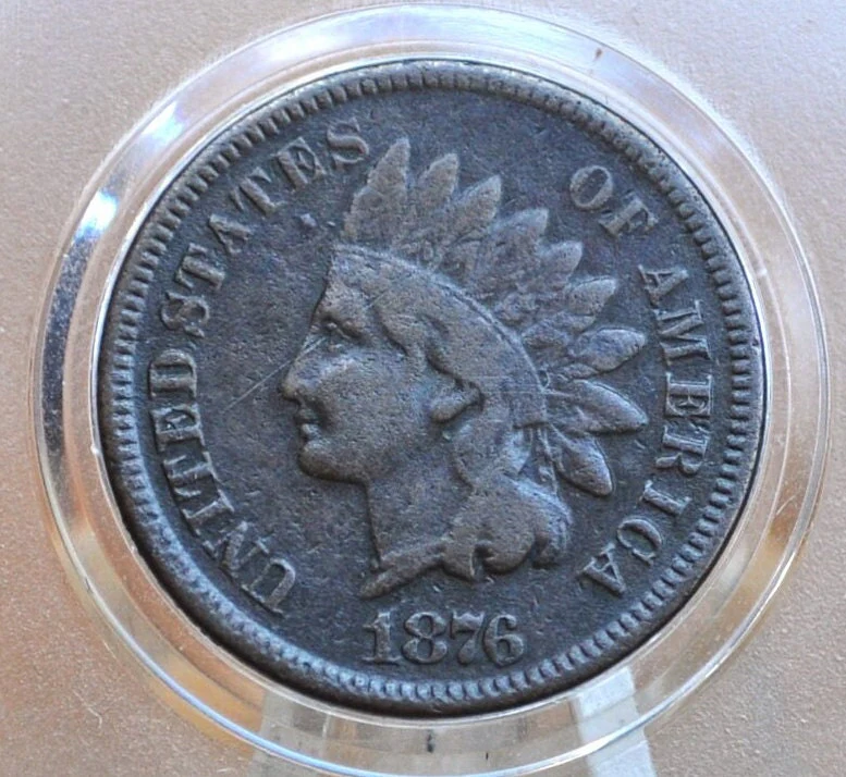 1876 Indian Head Penny - G-VG (Good to Very Good) Grade; Choose by Grade - Indian Head Cent 1876 - Good Date, Harder to Find - Image 3