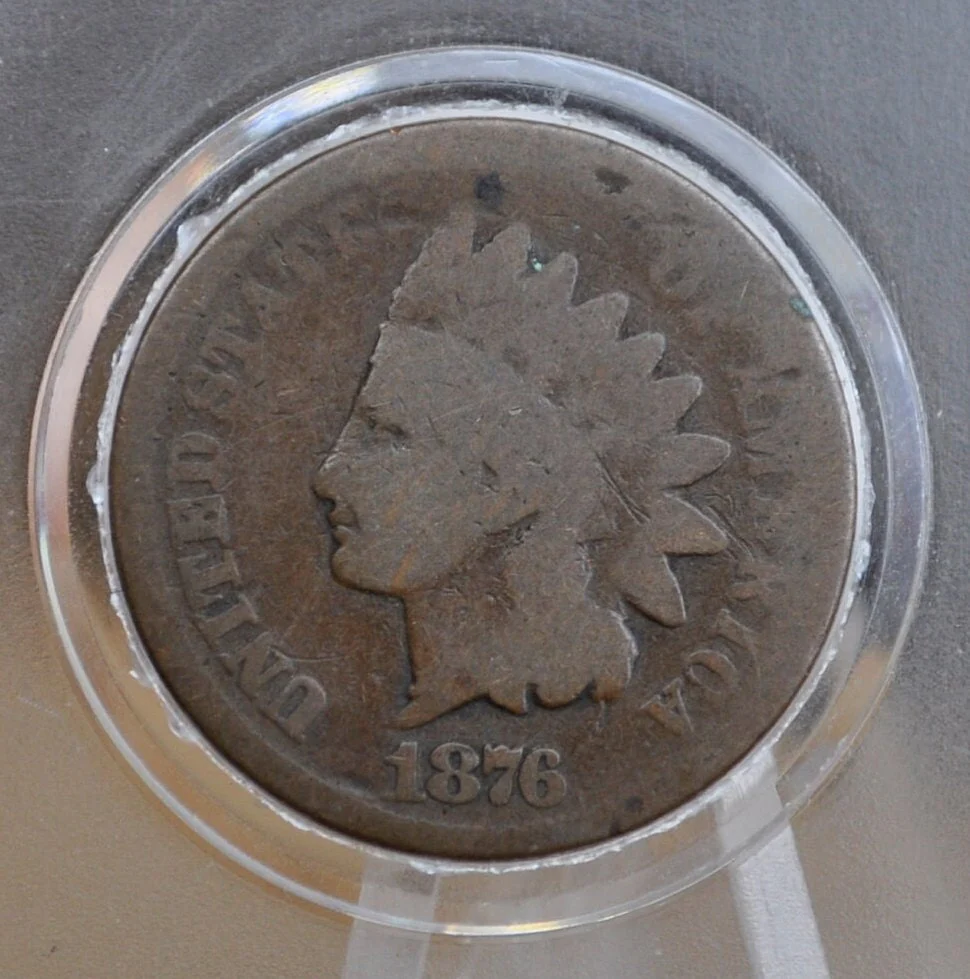 1876 Indian Head Penny - G-VG (Good to Very Good) Grade; Choose by Grade - Indian Head Cent 1876 - Good Date, Harder to Find - Image 9