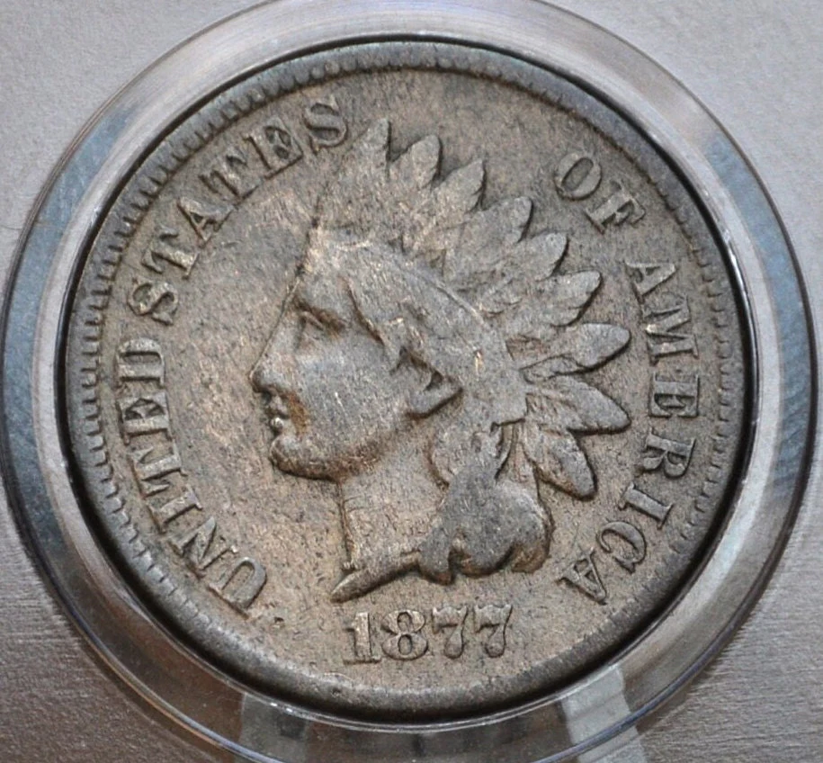 1877 Indian Head Penny - Fine - Very Rare, The Key Date, Perfect for Collections - Indian Head Cent 1877 US 1 Penny - F12 Grade/Condition - Image 3