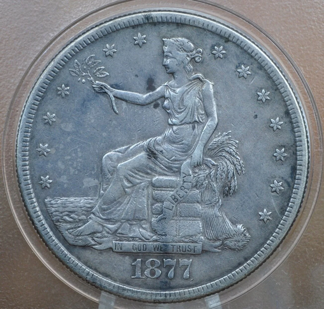 1877-S Trade Dollar - Xf (Extremely Fine) Grade / Condition - 1877 S Authentic Us Trade Dollar 1877 S - Authentic Silver Us Trade Dollar - Image 3