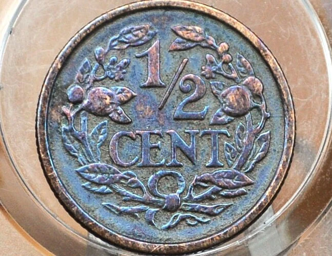 1878 Netherlands East Indies 1/2 Cent Coin - Choice AU Grade / Condition - Nerderlands 1 Penny 1878 - Image 2