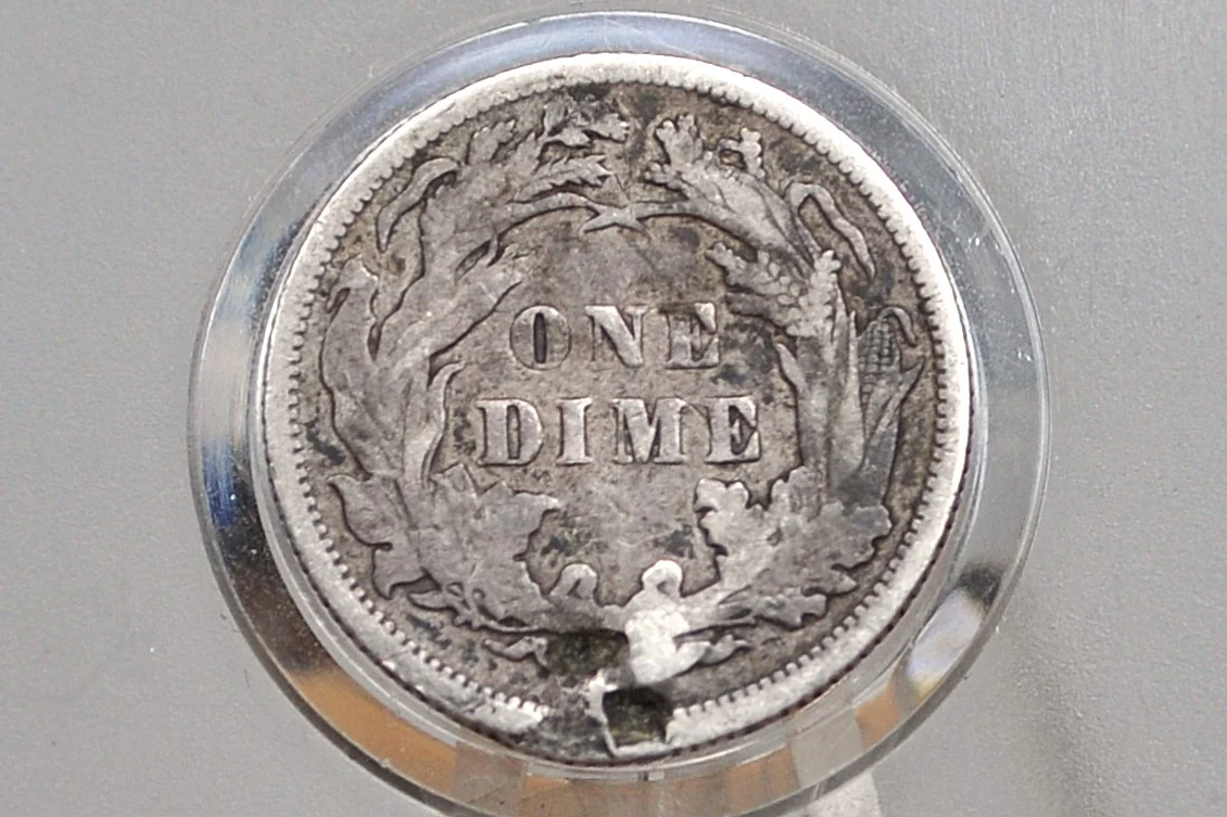 1878 Seated Liberty Dime - XF Detail, Damage, Great Filler Coin - 1878 US Silver Dime / 1878 Liberty Seated Dime - Image 2