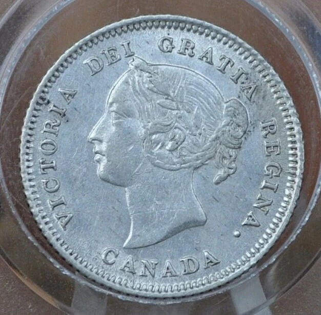1880 Canadian Silver 5 Cent Coin - Choose by Grade - Queen Victoria Canada 5 Cent Sterling Silver 1880-H - Image 4