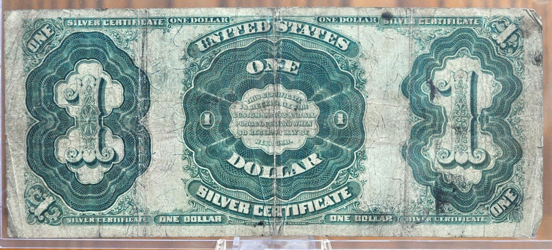 1891 1 Dollar Silver Certificate Martha Washington - Choice Fine (F+) - Rare 1891 Large Size One Dollar Washington Silver Cert Note - Fr.223 - Image 2