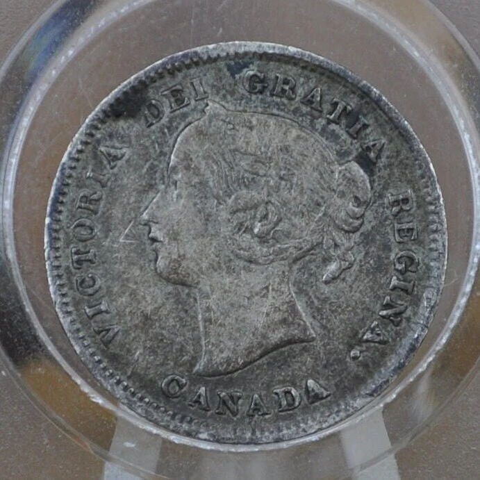 1893 Canadian Silver 5 Cent Coin - Choose by Grade - Queen Victoria - Canada 5 Cent Sterling Silver 1893 Canada - Image 4