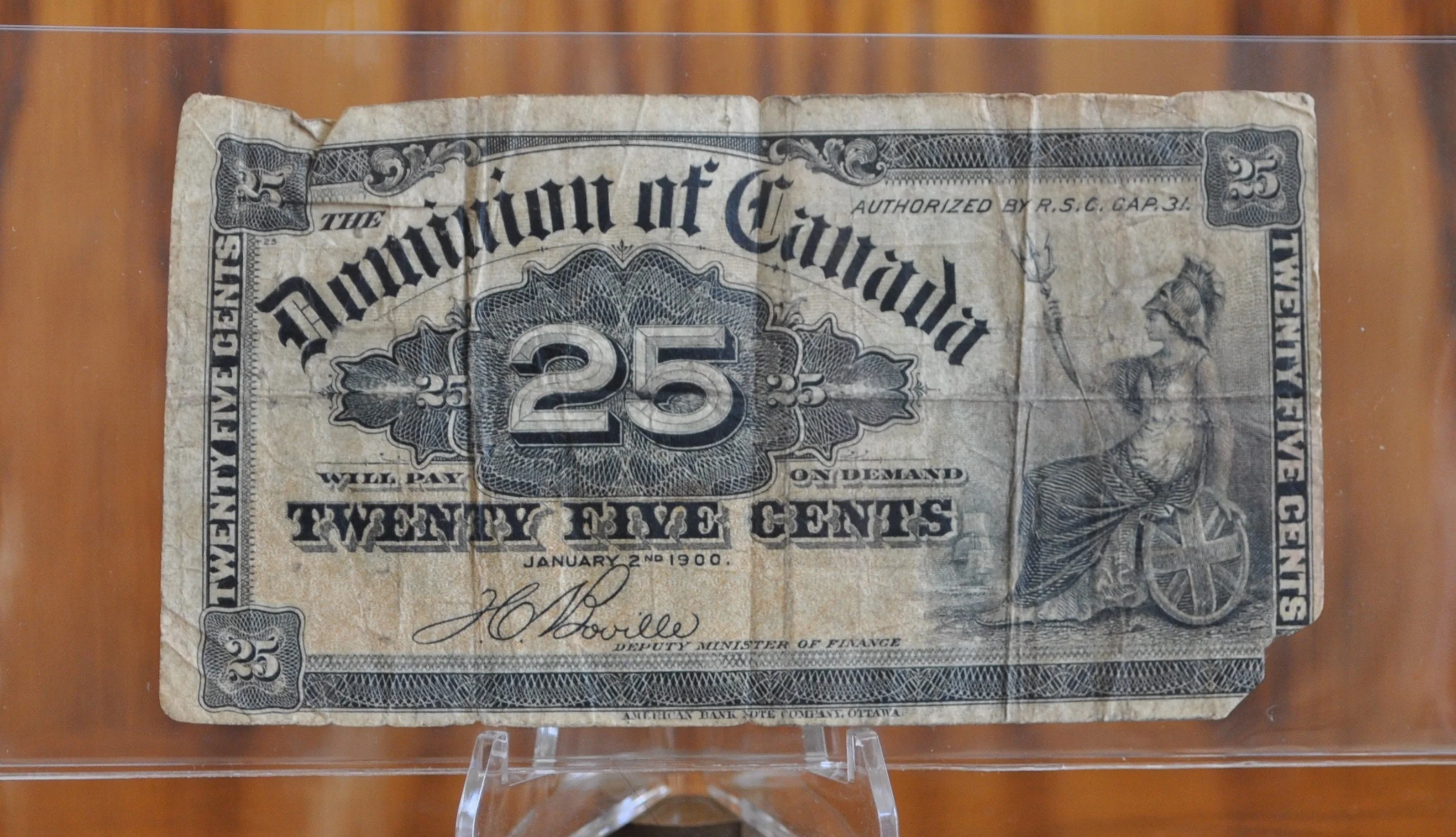 1900 25 Cent Fractional Note Dominion of Canada - Boville and Courtney Signatures - 1900 Canadian Twenty Five Cents Note - P#9a and P#9b - Image 5