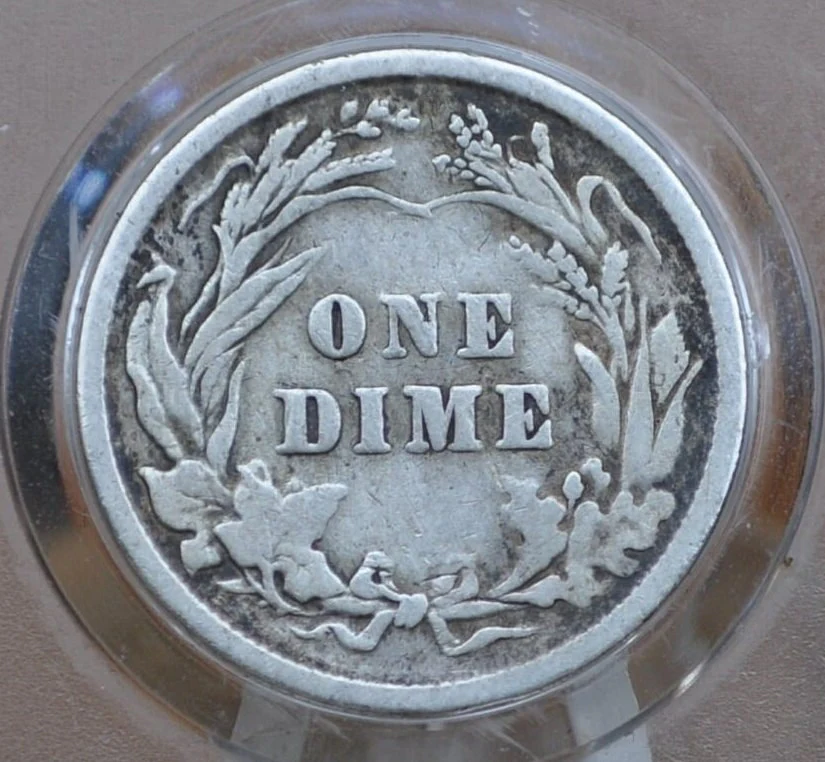 1900 Barber Dime - VG (Very Good) Detail - Philadelphia Mint - 1900-P Barber Dime - Silver Dime - Image 2