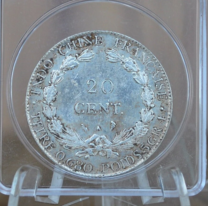 1900 French Indo-China 20 Cents - AU (About Uncirculated) Grade / Condition, Great Luster, Rare Coin - Indo-Chine Francaise 1900 Twenty Cent - Image 2