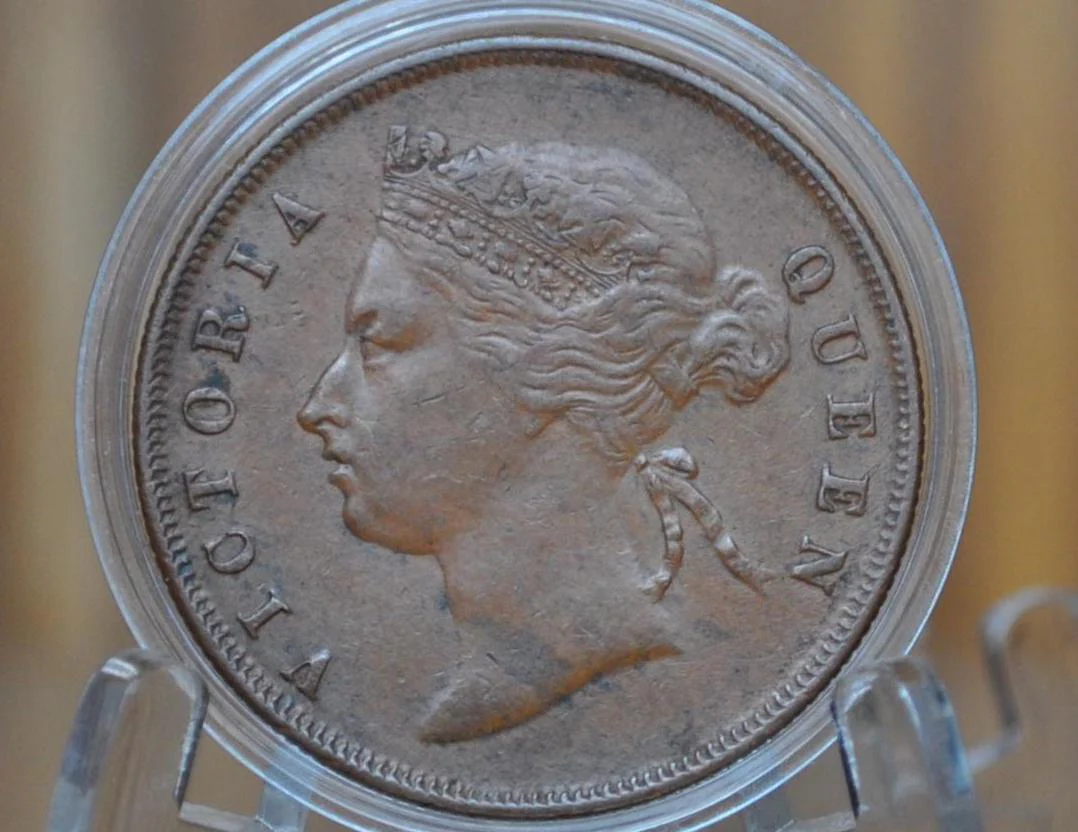 1901 Straits Settlements One Cent - XF Condition - British Territory Coins - Queen Victoria - - Image 2