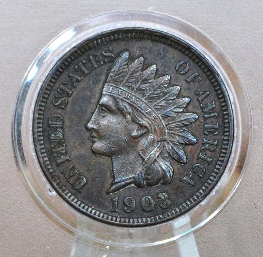 1903 Indian Head Penny - G-VF (Good to Very Fine) Choose by Grade - 1903 Indian Head Cent - Cent 1903 Penny - Great Detail - Image 2