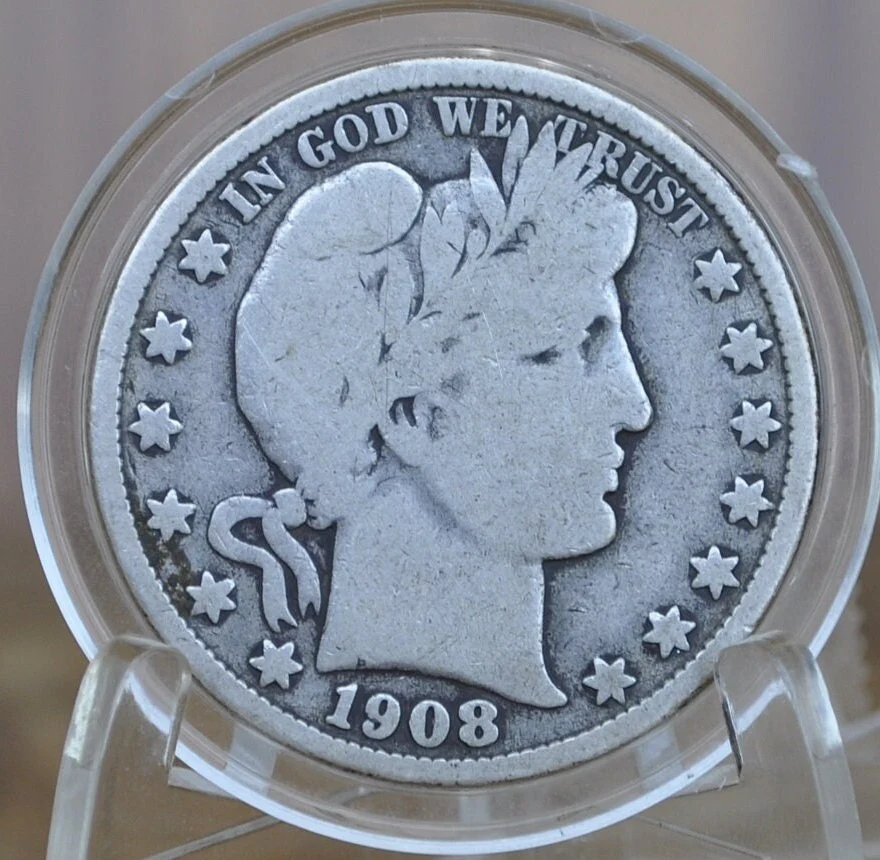 1908 Barber Half Dollars, P,D,O,S Mints - Choose by Mint & Grade / Condition - 1908O Barber Silver Half Dollar 1908D Half Dollar 1908S - Image 5