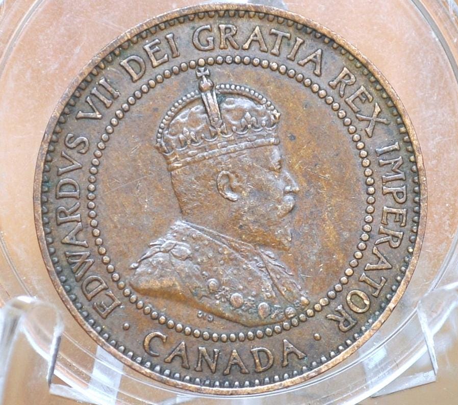 1909 Canadian Cent - Choose by Grade / Condition - Edward VII - One Cent Canada 1909 Large Cent - 1909 Canadian Penny - Image 4