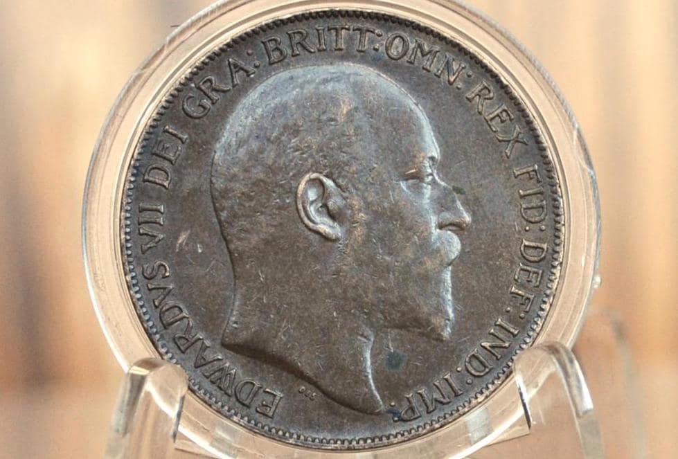 1909 Great Britain One Penny - Awesome Coin - AU (About Uncirculated) Grade/Condition - UK Penny 1909 England 1 Cent, Amazing Detail - Image 2