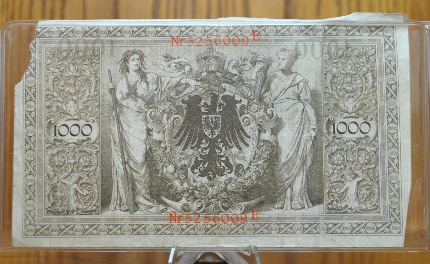 1910 1000 Mark German Paper Note - Reichsbanknote - First Issue, Beautiful Design - Pre-WWI Germany- 1923 One Thousand Mark Note - P#44b - Image 4