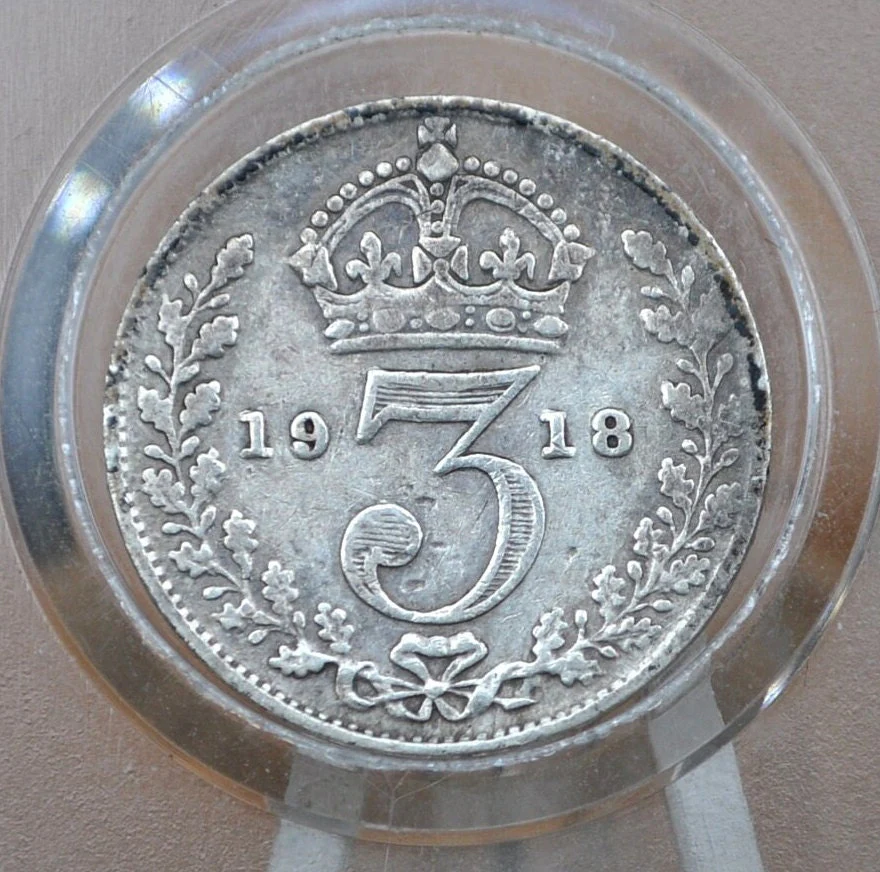 1911-1920 Great Britain Silver 3 Pence Silver - Circulated Conditions - King George - UK 3 Pence Great Britain Three Pence 92.5% Silver - Image 3